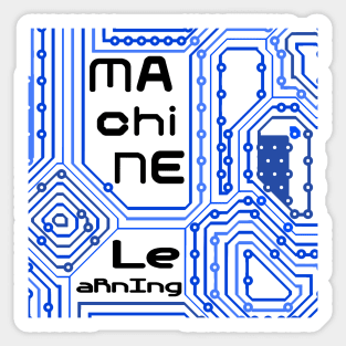 Machine Learning Computer Micro Chip Black Blue Sticker